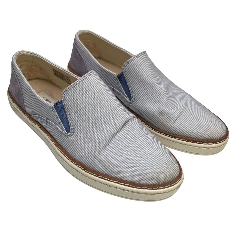 Ugg Australia Adley Boat Shoes Slip On Sneaker Women Blue Stripe Canvas Size 6.5